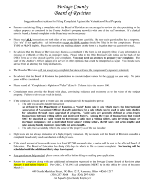 Ohio Real Property Valuation Complaint Form