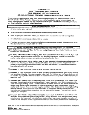 Ohio Civil Stalking Protection Order Petition