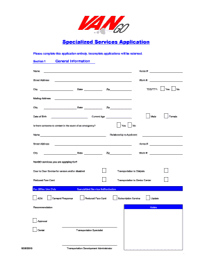 Specialized Services Application