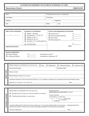 Authorization Agreement for Automatic Fund Withdrawal