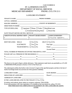 Landlord Statement Form