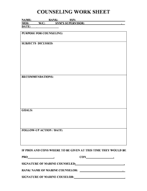 Counseling Worksheet for Marines