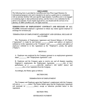 Termination of Employment Agreement and General Release of All Claims