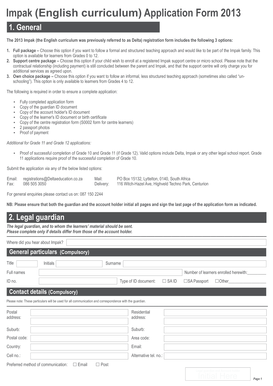 Impak English Curriculum Application Form