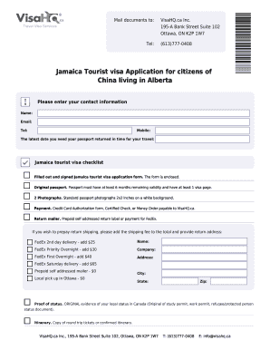 Jamaica Tourist Visa Application