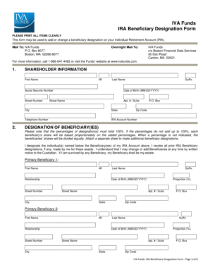 IVA Funds IRA Beneficiary Designation Form
