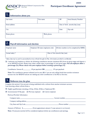 Minnesota State Retirement System Participant Enrollment Agreement
