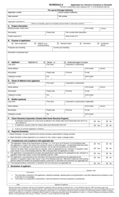 Ontario Construction or Demolition Permit Application