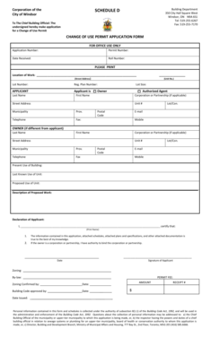 Change of Use Permit Application Form