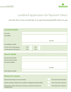 Landlord Application for Direct Housing Benefit Payment
