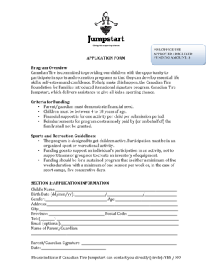 Canadian Tire Jumpstart Application Form