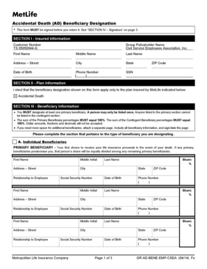 Accidental Death Beneficiary Designation Form