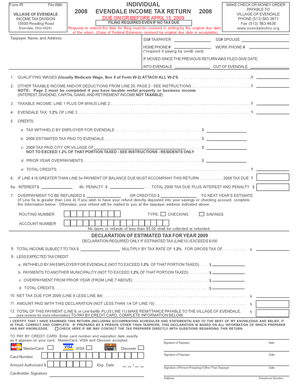 Village of Evendale Income Tax Return