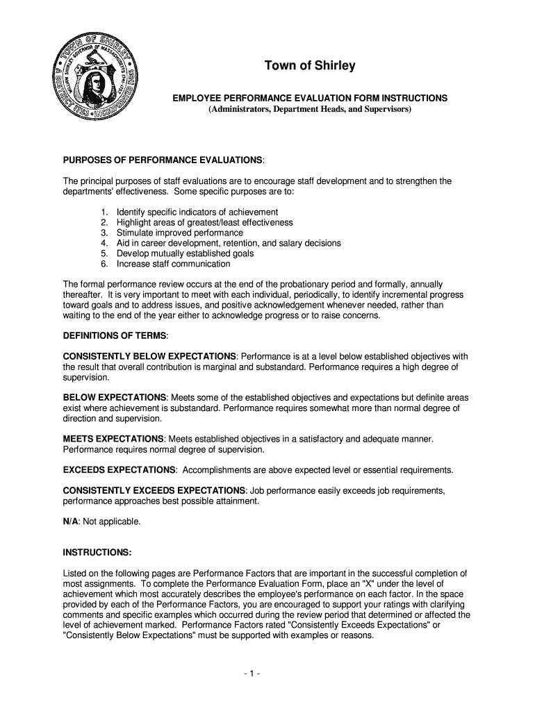 Fillable Online shirleyma vts Manager Supervisor Evaluation Form