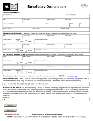 TCDRS Beneficiary Designation Form