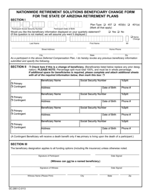 Arizona Retirement Plan Beneficiary Change Form