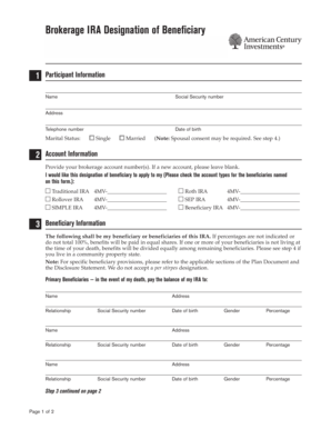 Brokerage IRA Designation of Beneficiary Form