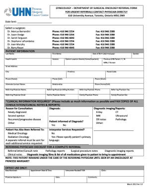 Gynecology Surgical Oncology Referral Form