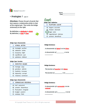 Read Theory Analogies Level 12