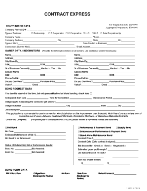 Contractor Bond Application Form