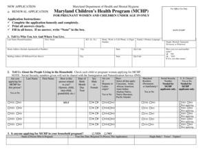 Maryland Children’s Health Program Application
