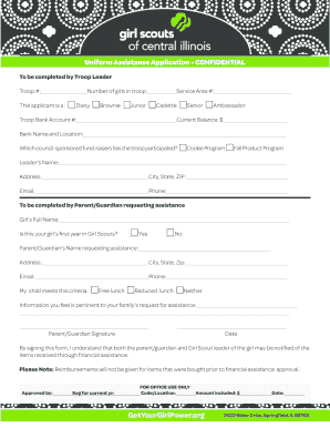 Girl Scouts Financial Assistance Application