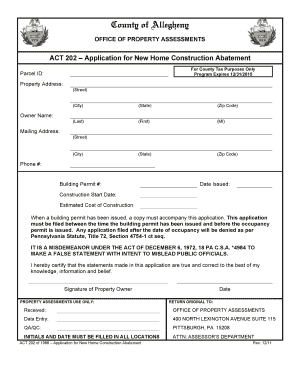 Request for estimate template - allegheny county act 202 form