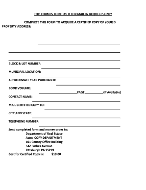 Real Estate Certified Copy Request Form