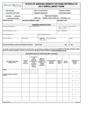 Arizona Retiree/LTD Enrollment Form
