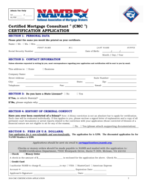 Certified Mortgage Consultant Certification Application