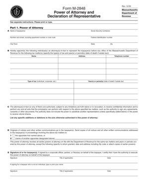 Massachusetts Power of Attorney Form M-2848