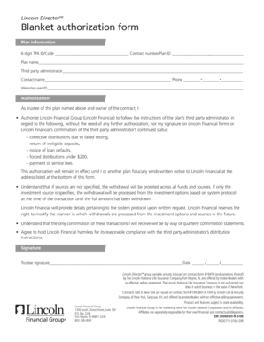 Lincoln DirectorSM Blanket Authorization Form