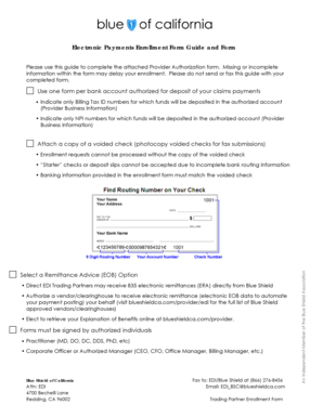 Blue Shield of California Electronic Payments Enrollment Form