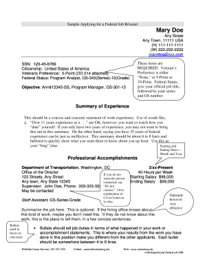 Federal Job Résumé Template