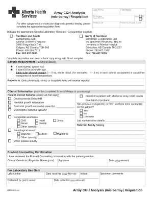 Array CGH Analysis Requisition Form