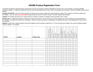 Adobe Product Registration Form