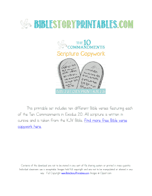Bible Verse Copywork for Ten Commandments