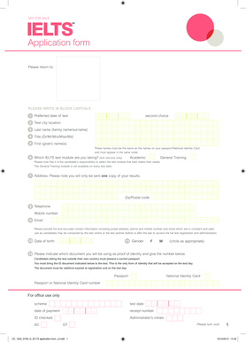 IELTS Application Form