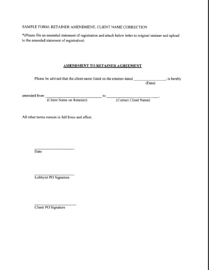 Retainer Amendment Form