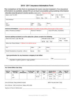 2010-2011 Insurance Information Form