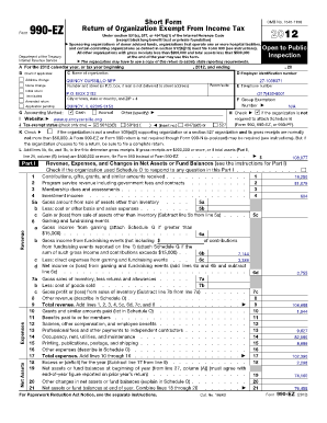 Form 990-EZ Return of Organization Exempt From Income Tax