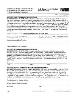 Certification of Health Care Provider for FMLA