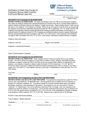 Certification of Health Care Provider for Employee’s Serious Health Condition