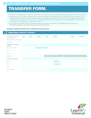 Legal & General Equity Stakeholder Child Trust Fund Transfer Form