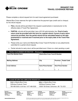 Travel Coverage Refund Request Form