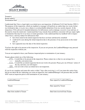 California Tenant Inspection Notice