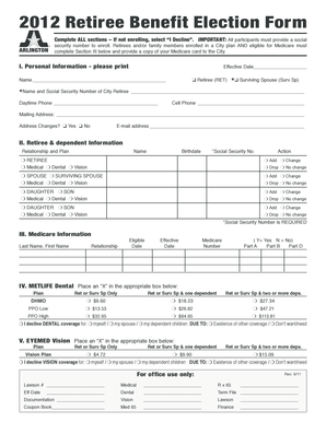 2012 Retiree Benefit Election Form