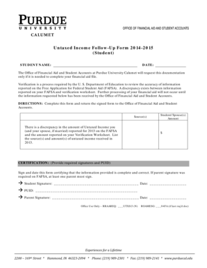 Untaxed Income Follow-Up Form