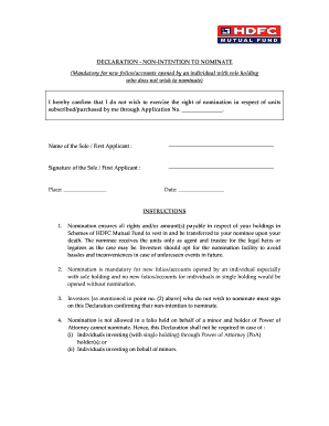 Non-Intention to Nominate Declaration