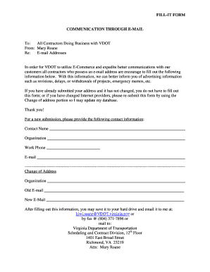 VDOT Contractor Email Update Form
